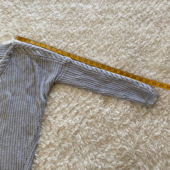 Onehart Long Sleeve Pullover Cable Knit Sweater 100% Cotton Oversized Gray XS - Picture 9 of 9